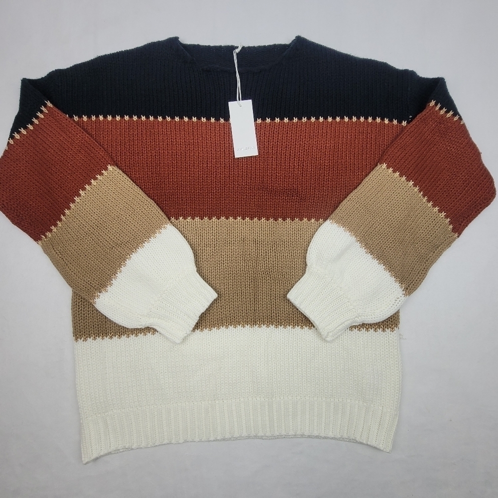 NWT‎ colorblocked gold lurex detail sweater